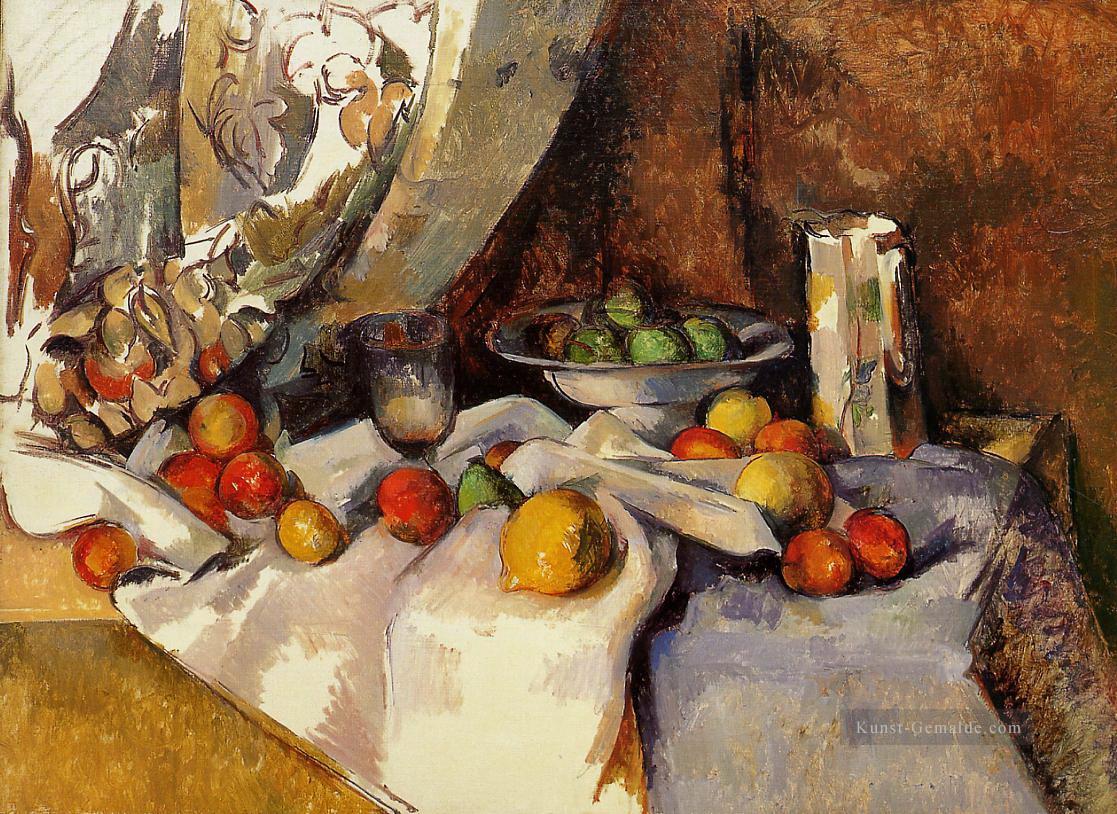 Stillleben Beitrag Flasche Cup und Obst Paul Cezanne Ölgemälde